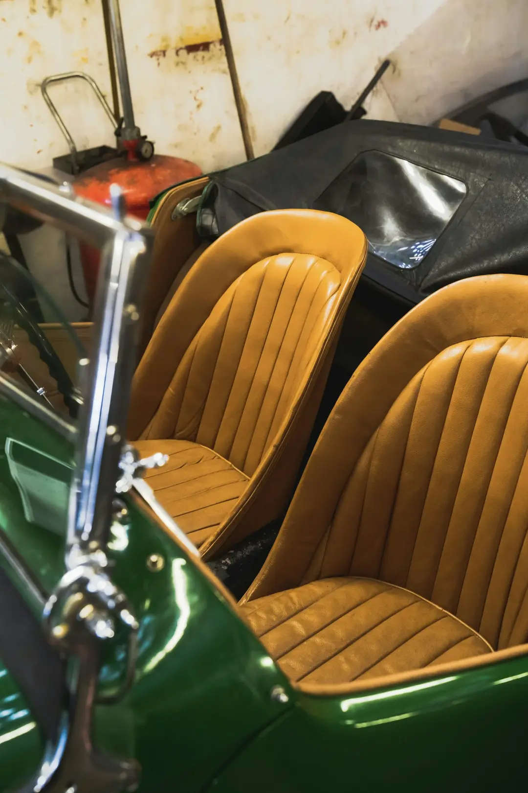 Leather seats in a classic MG